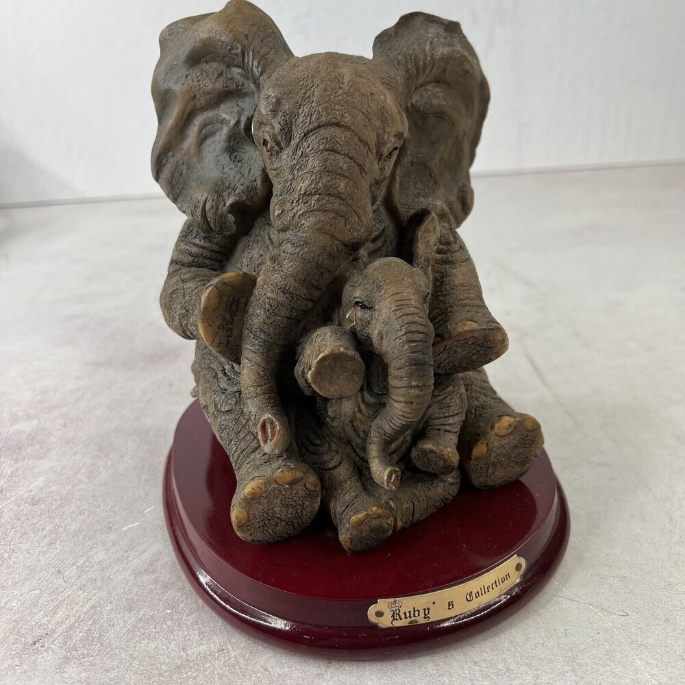 Ruby's Collection African Elephant Mother & Child Teardrop Figurine 7"H